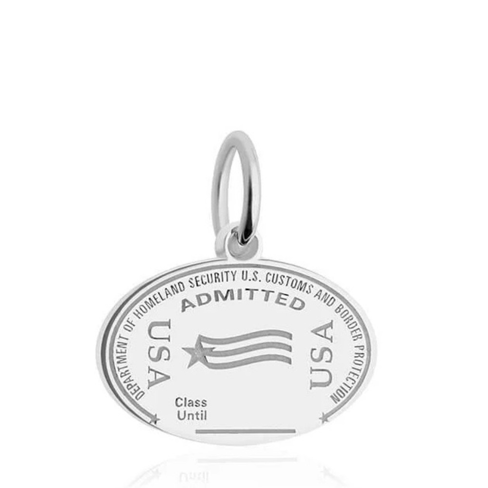 New, Jet Set Candy USA passport charm. Sterling silver.